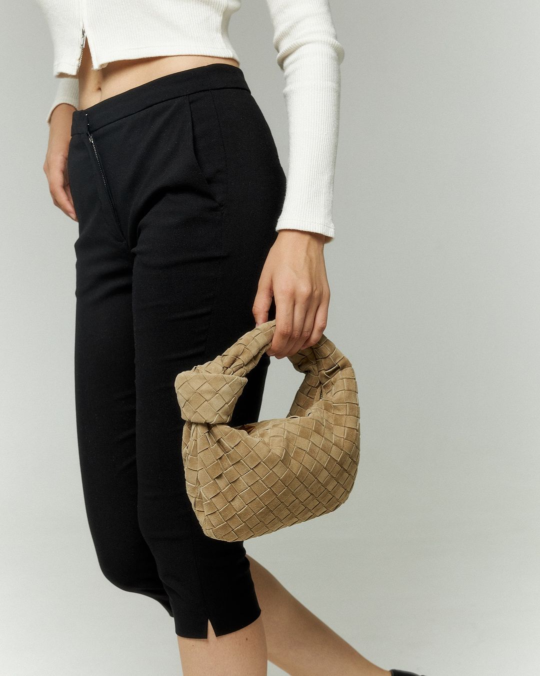 Sara Suede Bag Mini - Beige