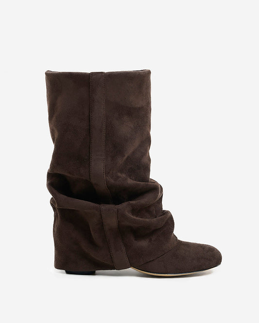Lisboa Slouchy Suede Boots - Dark Chocolate
