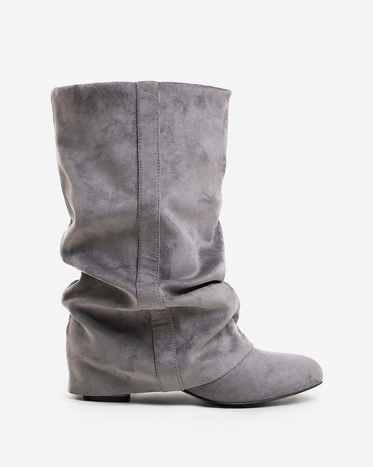 Lisboa Slouchy Suede Boots - Grey