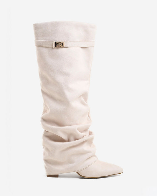 Málaga Slouchy Suede knee high boots - Creamy