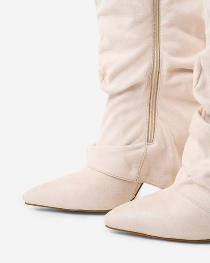 Málaga Slouchy Suede knee high boots - Creamy