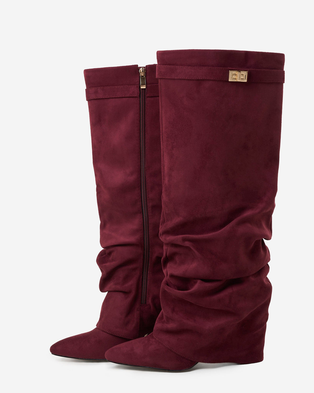 Málaga Slouchy Suede knee high boots - Burgundy