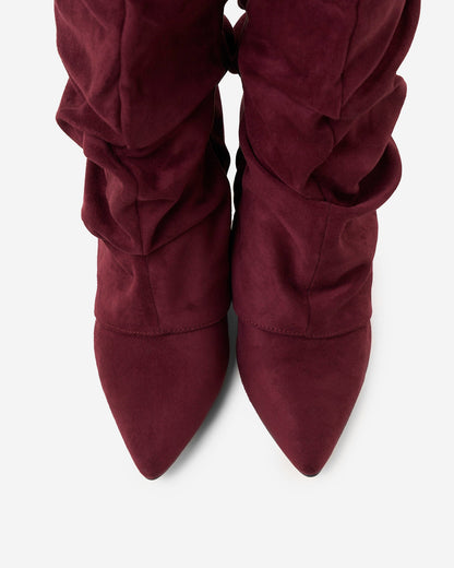 Málaga Slouchy Suede knee high boots - Burgundy