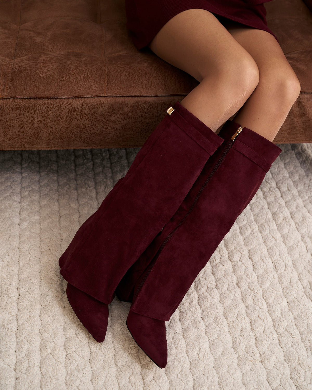 Málaga Suede knee high boots - Burgundy