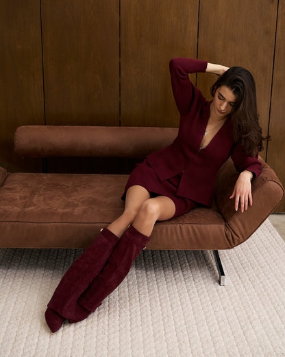 Málaga Suede knee high boots - Burgundy