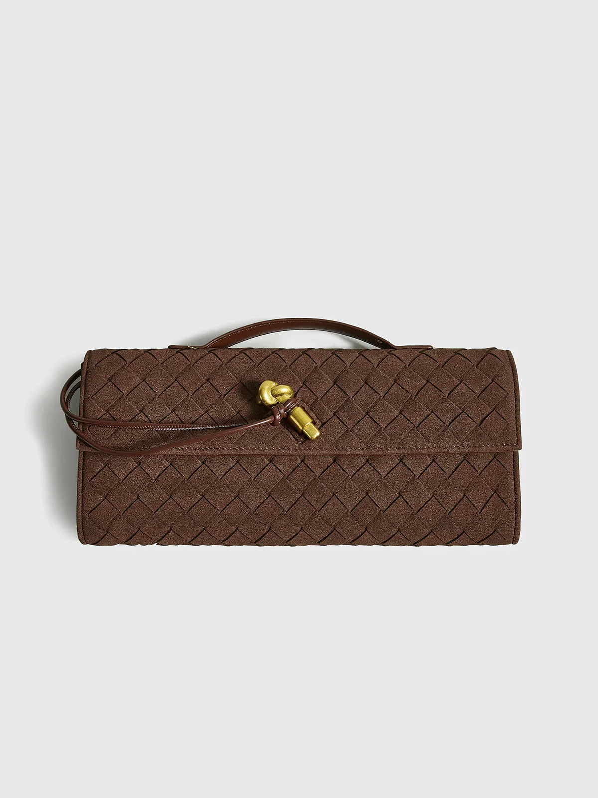 Rachel Suede Clutch Bag - Coffee