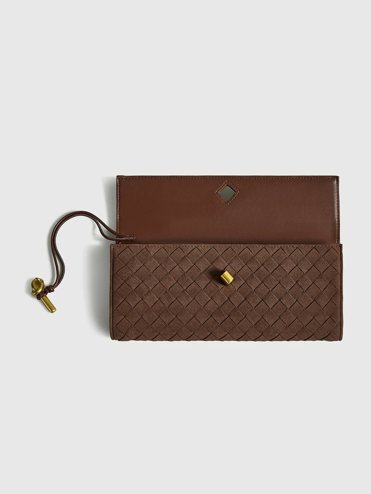 Rachel Suede Clutch Bag - Coffee