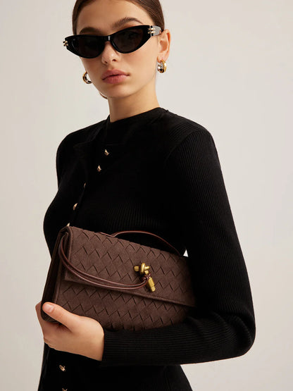 Rachel Suede Clutch Bag - Coffee