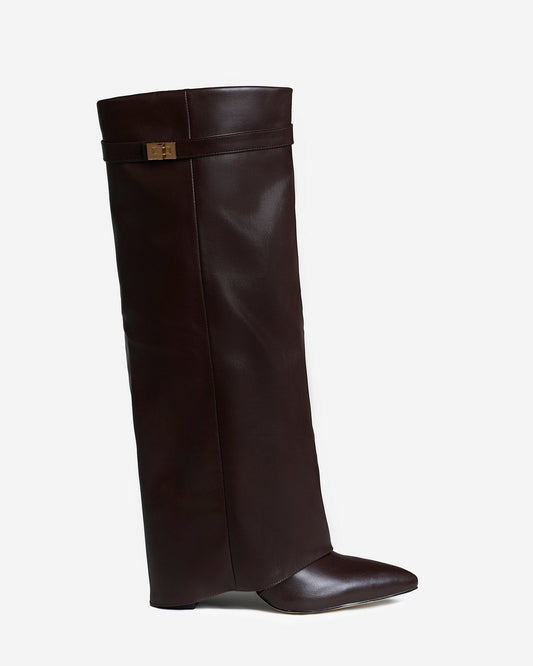 Málaga Leather knee high boots - Dark Brown