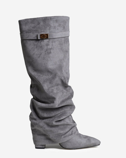 Málaga Slouchy Suede knee high boots - Grey