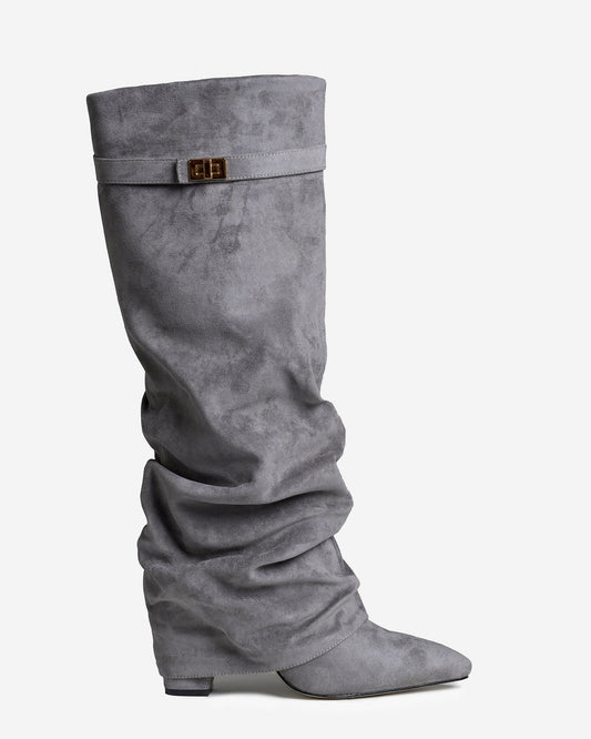 Málaga Slouchy Suede knee high boots - Grey
