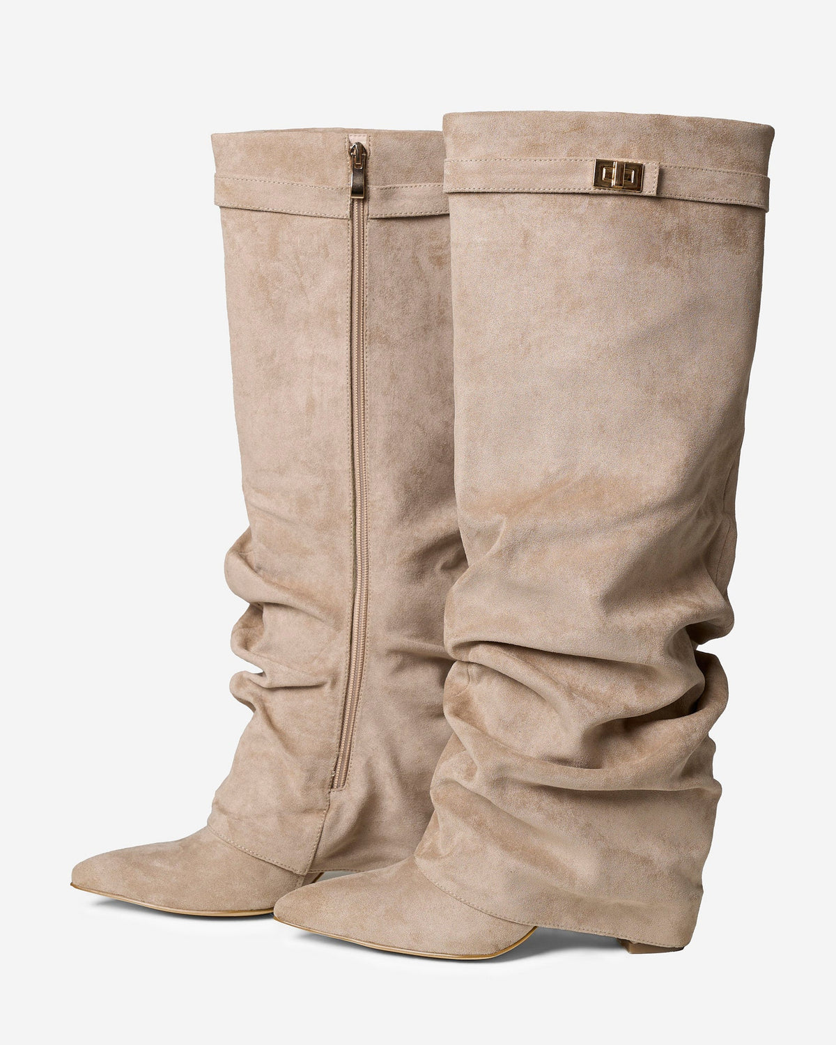 Málaga Slouchy Suede knee high boots - Beige