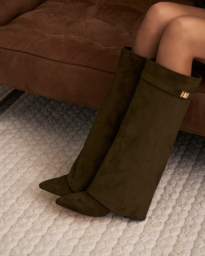 Málaga Suede knee high boots - Olive green