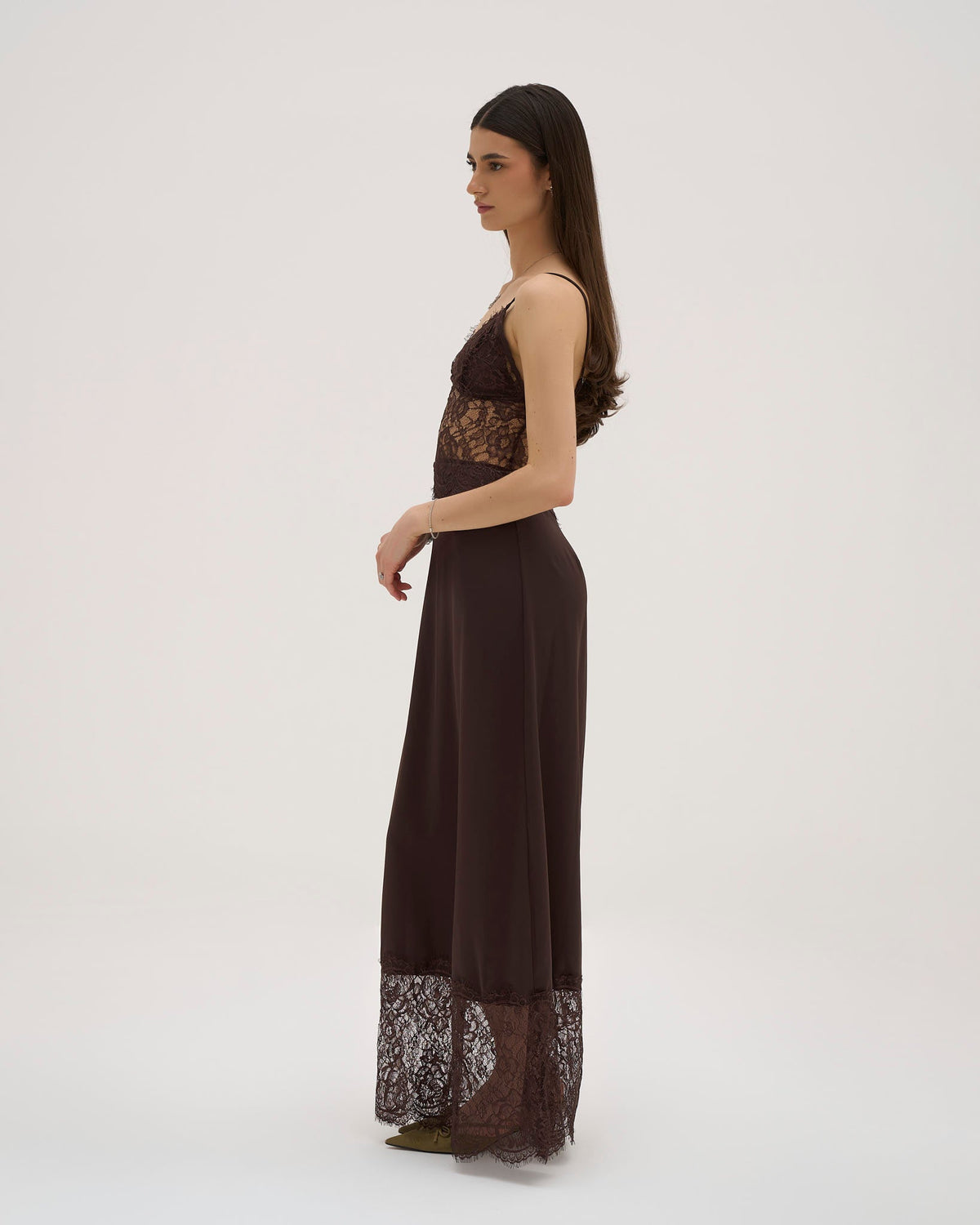 Iselle Lace Maxi Dress - Chocolate