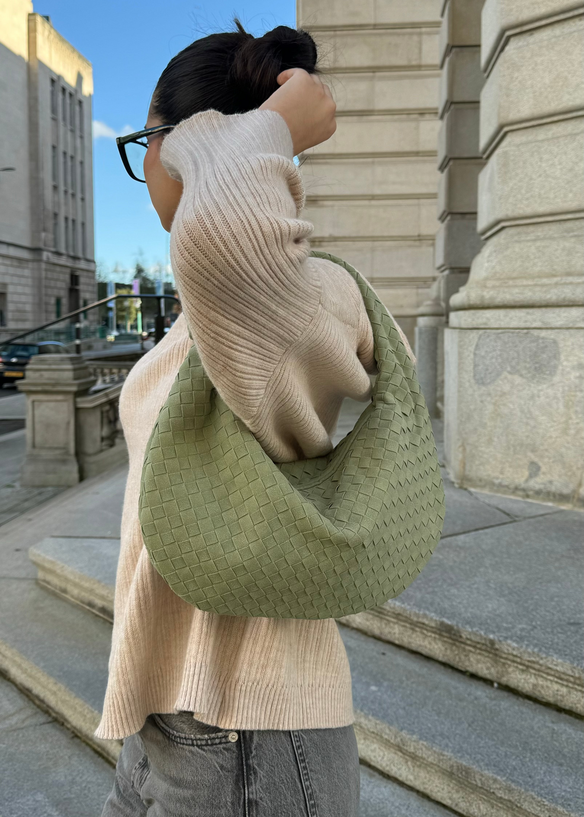 Sara Suede Bag - Sage Green
