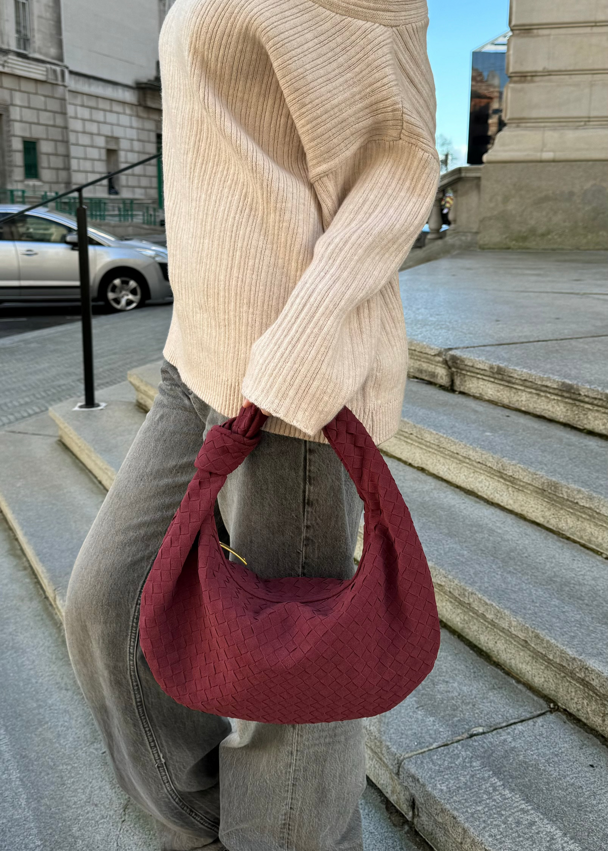 Sara Suede Bag - Burgundy