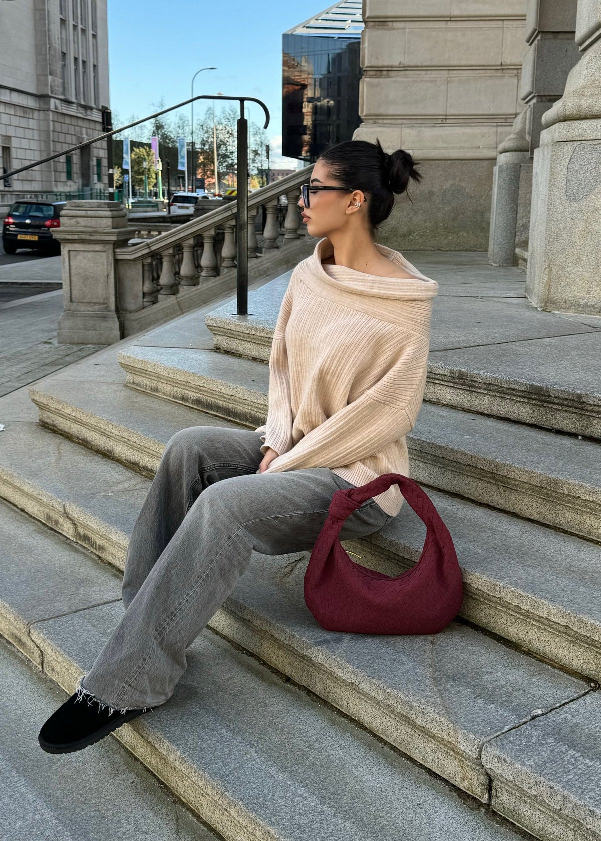 Sara Suede Bag - Burgundy