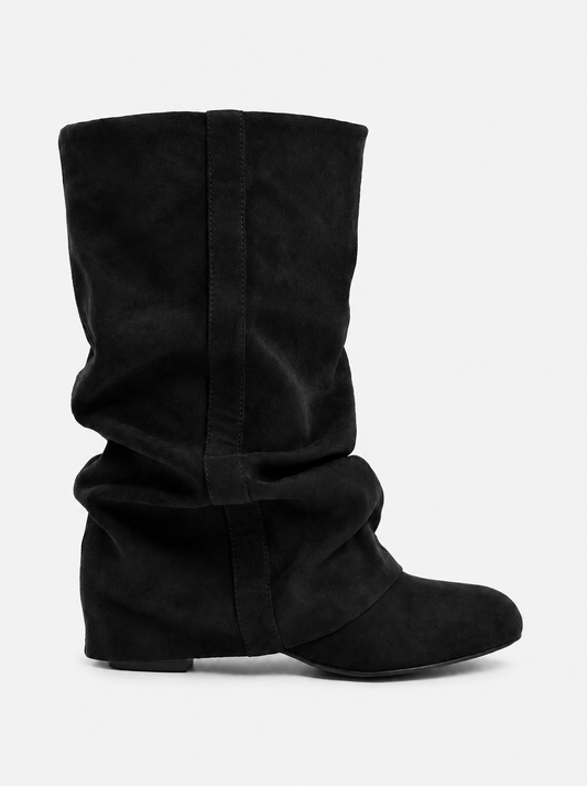 Lisboa Slouchy Suede Boots - Black