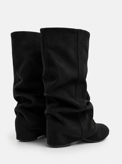Lisboa Slouchy Suede Boots - Black