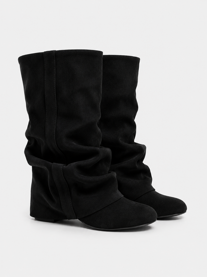 Lisboa Slouchy Suede Boots - Black