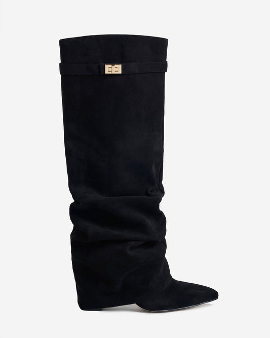 Málaga Slouchy Suede knee high boots - Black