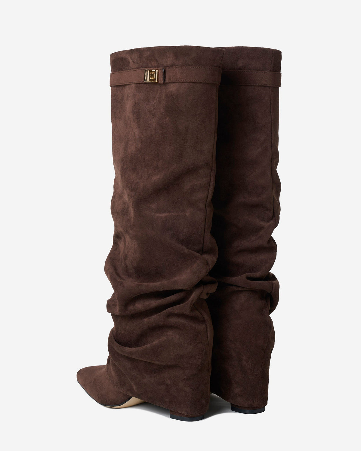 Málaga Slouchy Suede knee high boots - Dark Brown
