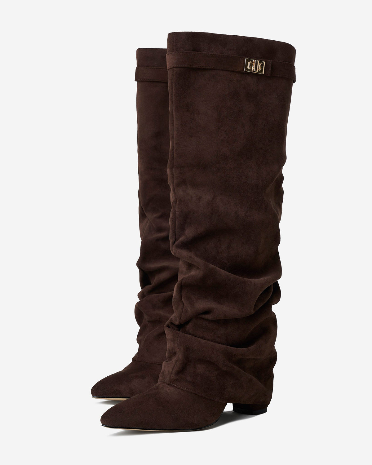 Málaga Slouchy Suede knee high boots - Dark Brown