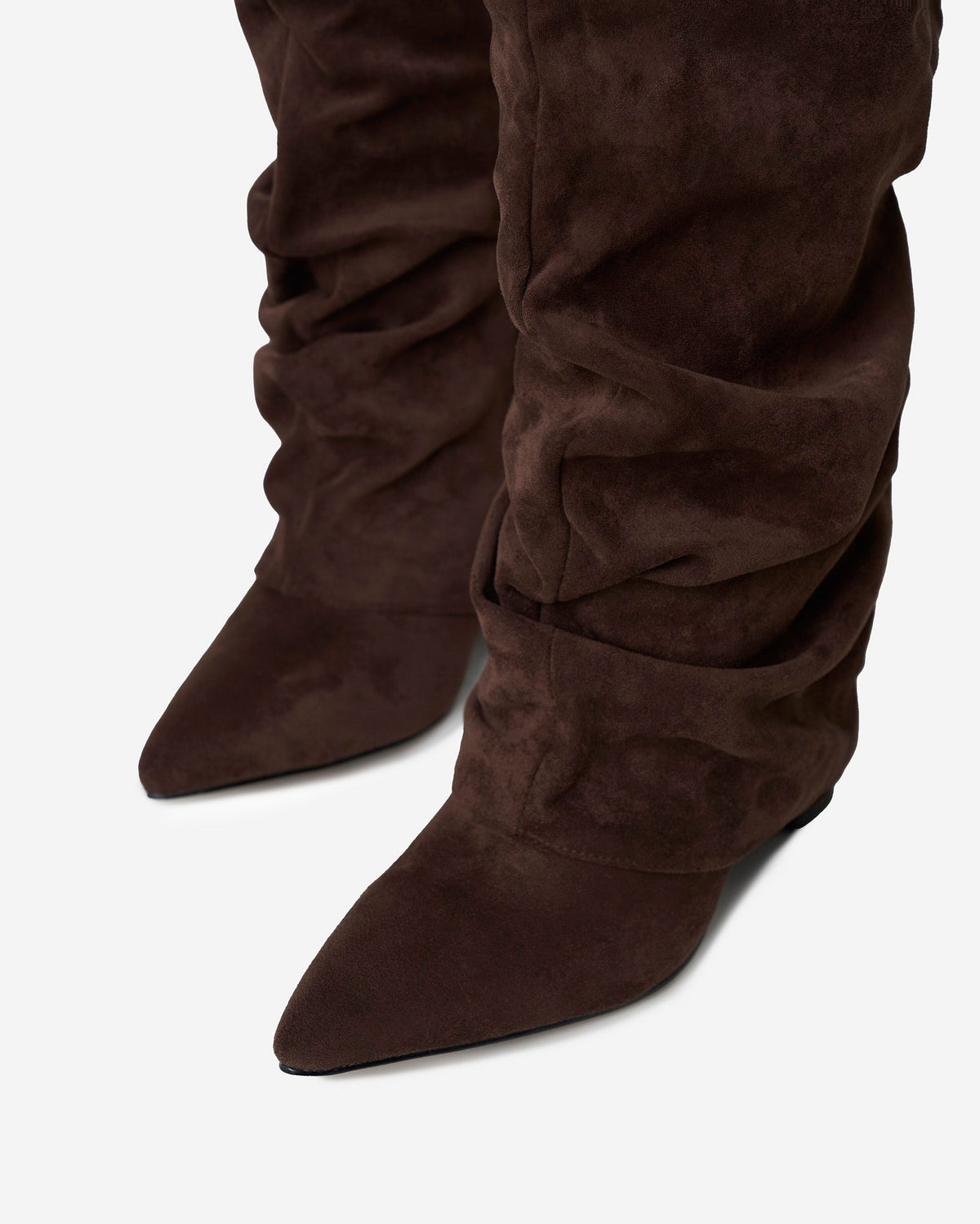 Málaga Slouchy Suede knee high boots - Dark Brown