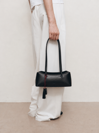 Mini Rose Bag Reptile Noir