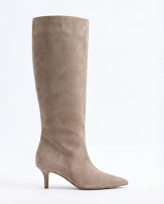 Siena suede knee high boots - Beige